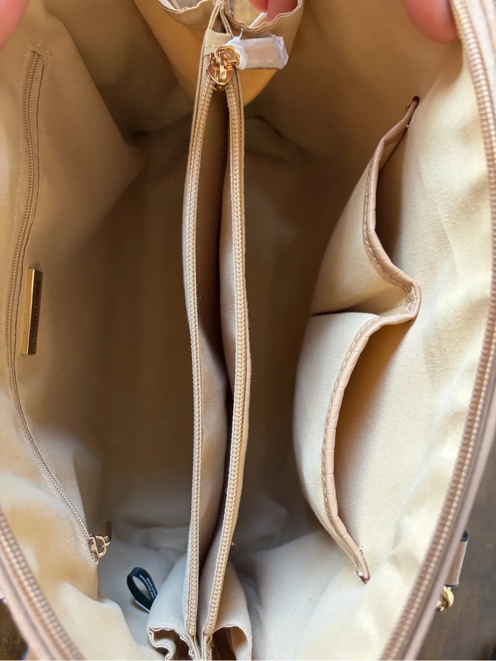 Giani Bernini Croc-Embossed Medium Dome Satchel Purse Crossbody Cream and Tan